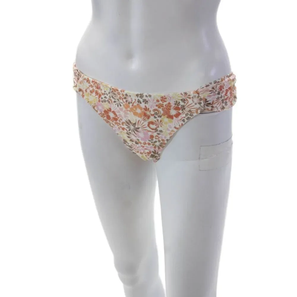 Mink Pink Womens Stretch Floral Print Bikini Bottoms Orange Size S